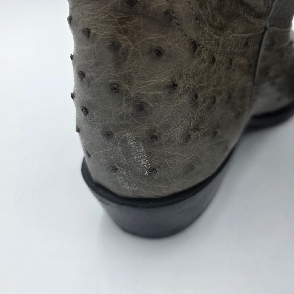 Mens Gray Full Quill Ostrich Leather Western Cowboy Boots Size 8.5 Pointed Toe - Picture 4 of 12